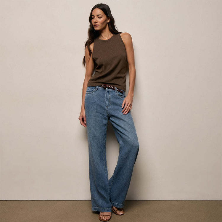 High Crew Tank Top in Brown Melange | James Perse Los Angeles