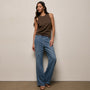 High Crew Tank Top in Brown Melange | James Perse Los Angeles