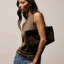 High Crew Tank Top in Brown Melange | James Perse Los Angeles