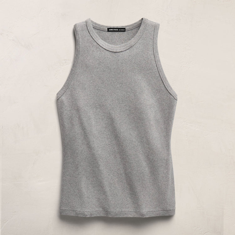 Compact Cotton High Neck Tank in Heather Grey | James Perse Los Angeles