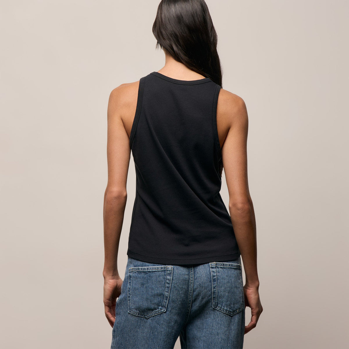 Compact Cotton High Neck Tank in Washed Black | James Perse Los Angeles