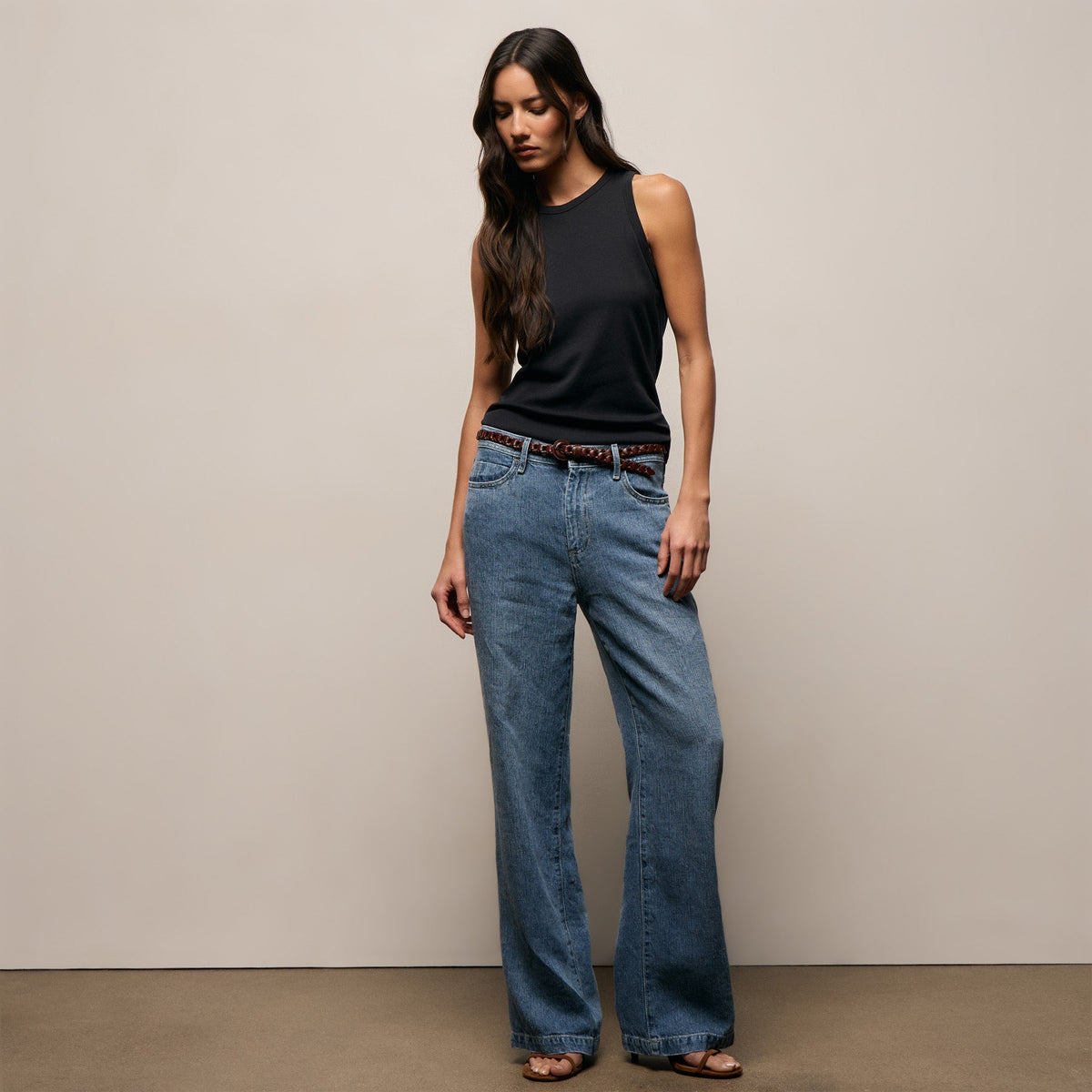 Compact Cotton High Neck Tank in Washed Black | James Perse Los Angeles
