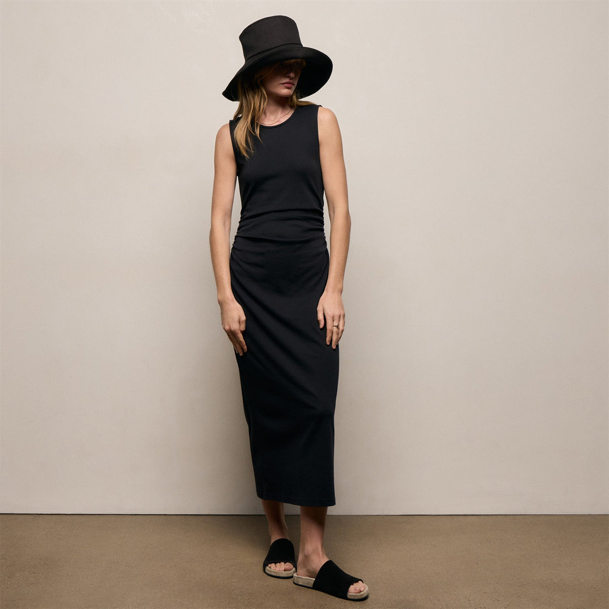 Cotton Jersey Tank Dress in Black | James Perse Los Angeles