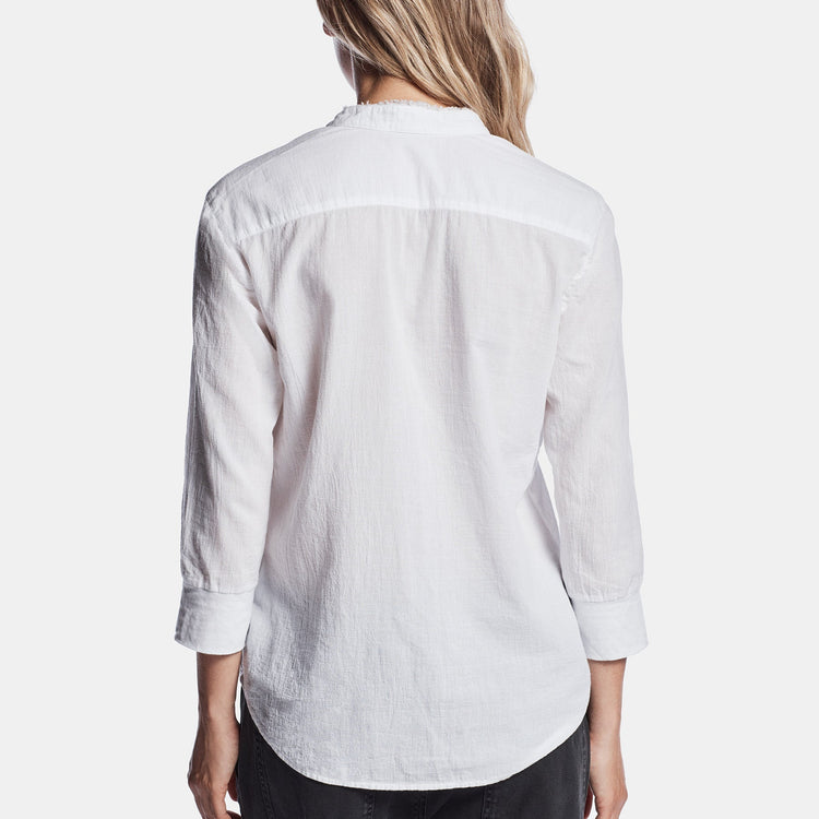 Collarless Safari Shirt - White | James Perse Los Angeles