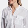 Collarless Safari Shirt - White | James Perse Los Angeles