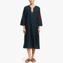 Rose Embroidered Caftan Dress - Laurel/Red | James Perse Los Angeles