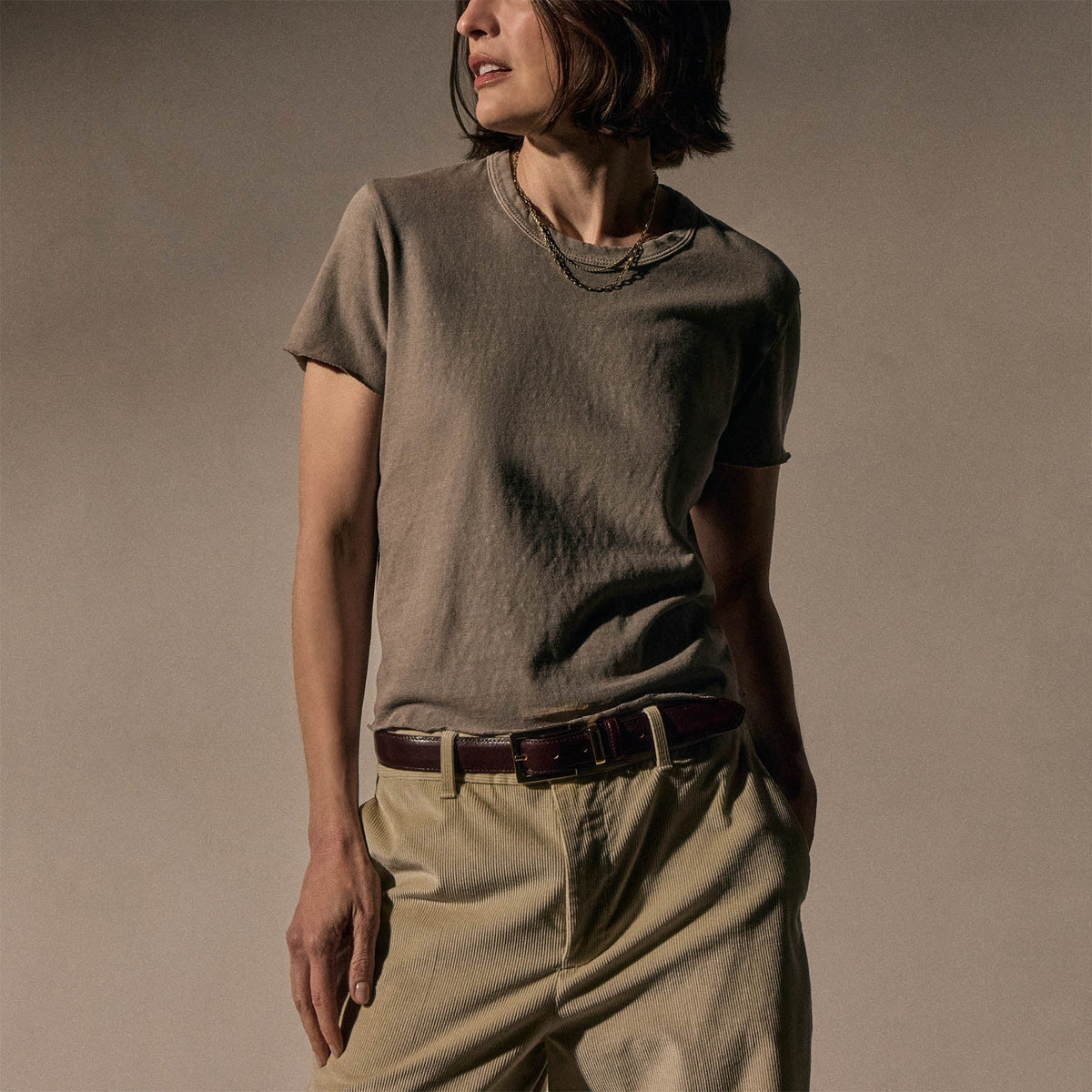 Slub Jersey Shrunken Tee in Concrete Pigment | James Perse Los Angeles
