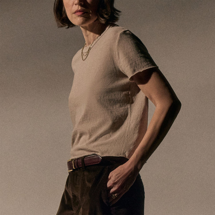 Slub Jersey Shrunken Tee in Stone Pigment | James Perse Los Angeles