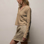 Slub Jersey Long Sleeve Henley In Light Khaki Pigment | James Perse Los Angeles