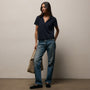 Slub Jersey Open Polo in Classic Navy | James Perse Los Angeles