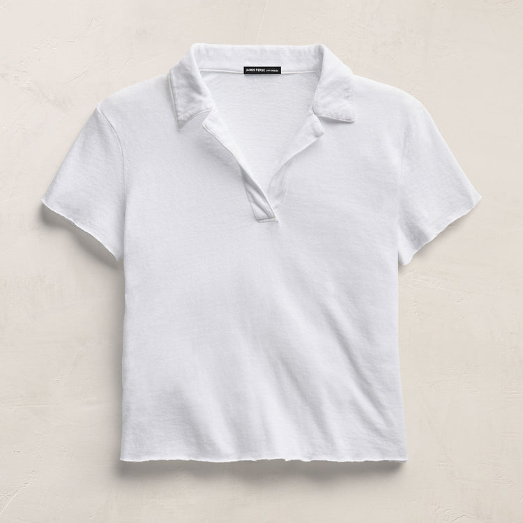 Slub Jersey Open Polo in White | James Perse Los Angeles