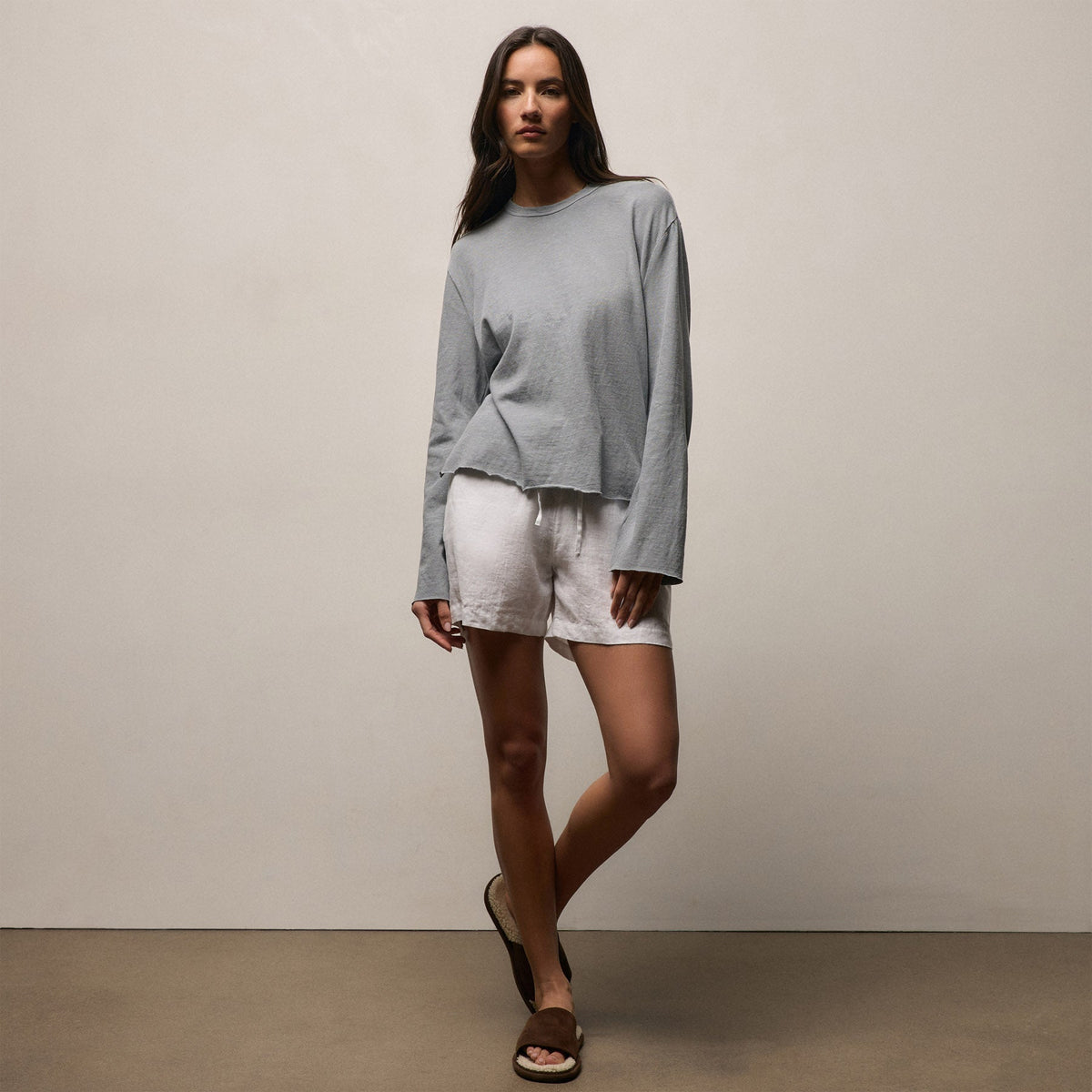 Slub Jersey Long Sleeve Tee in Ore Pigment | James Perse Los Angeles