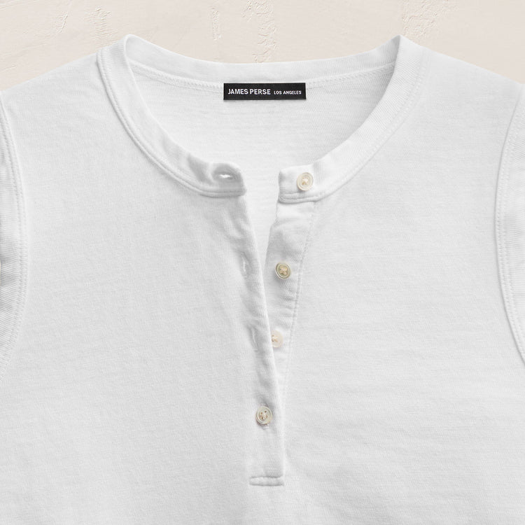 Slub Jersey Henley Tank in White | James Perse Los Angeles