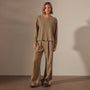 Long Sleeve Boxy Slub Top in Cashew Pigment | James Perse Los Angeles