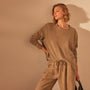 Long Sleeve Boxy Slub Top in Cashew Pigment | James Perse Los Angeles