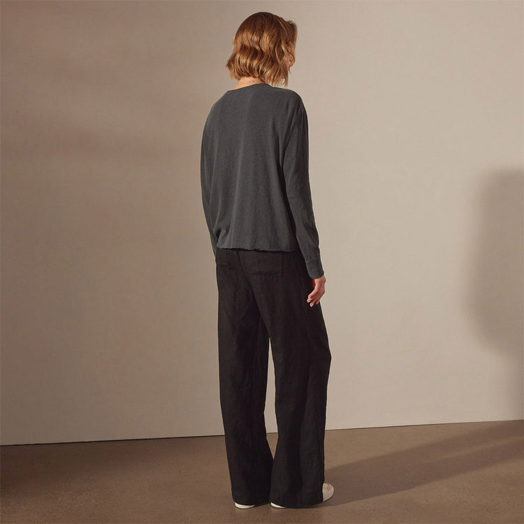 Long Sleeve Boxy Slub Top in Magma Pigment | James Perse Los Angeles