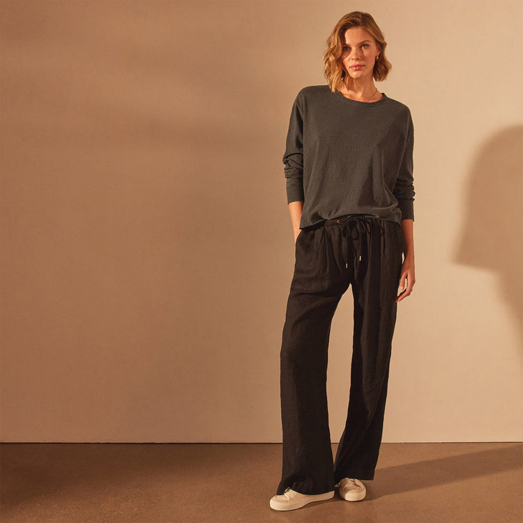 Long Sleeve Boxy Slub Top in Magma Pigment | James Perse Los Angeles