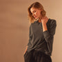 Long Sleeve Boxy Slub Top in Magma Pigment | James Perse Los Angeles