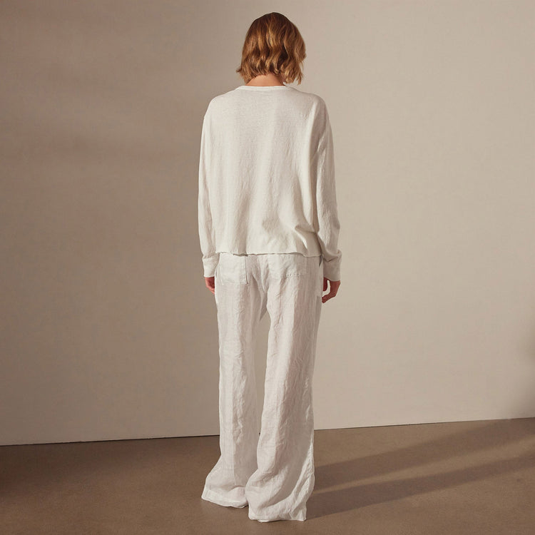Long Sleeve Boxy Slub Top in White | James Perse Los Angeles