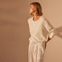 Long Sleeve Boxy Slub Top in White | James Perse Los Angeles