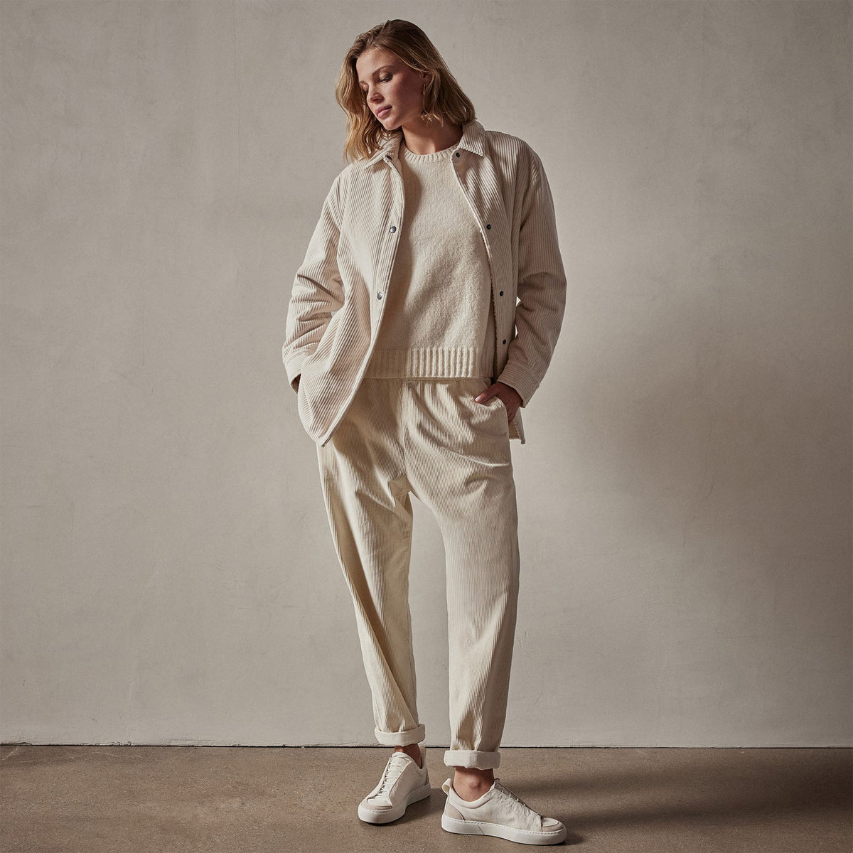 Sherpa Lined Oversized Corduroy Jacket in Canvas | James Perse Los Angeles