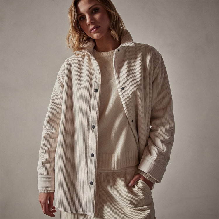 Sherpa Lined Oversized Corduroy Jacket in Canvas | James Perse Los Angeles