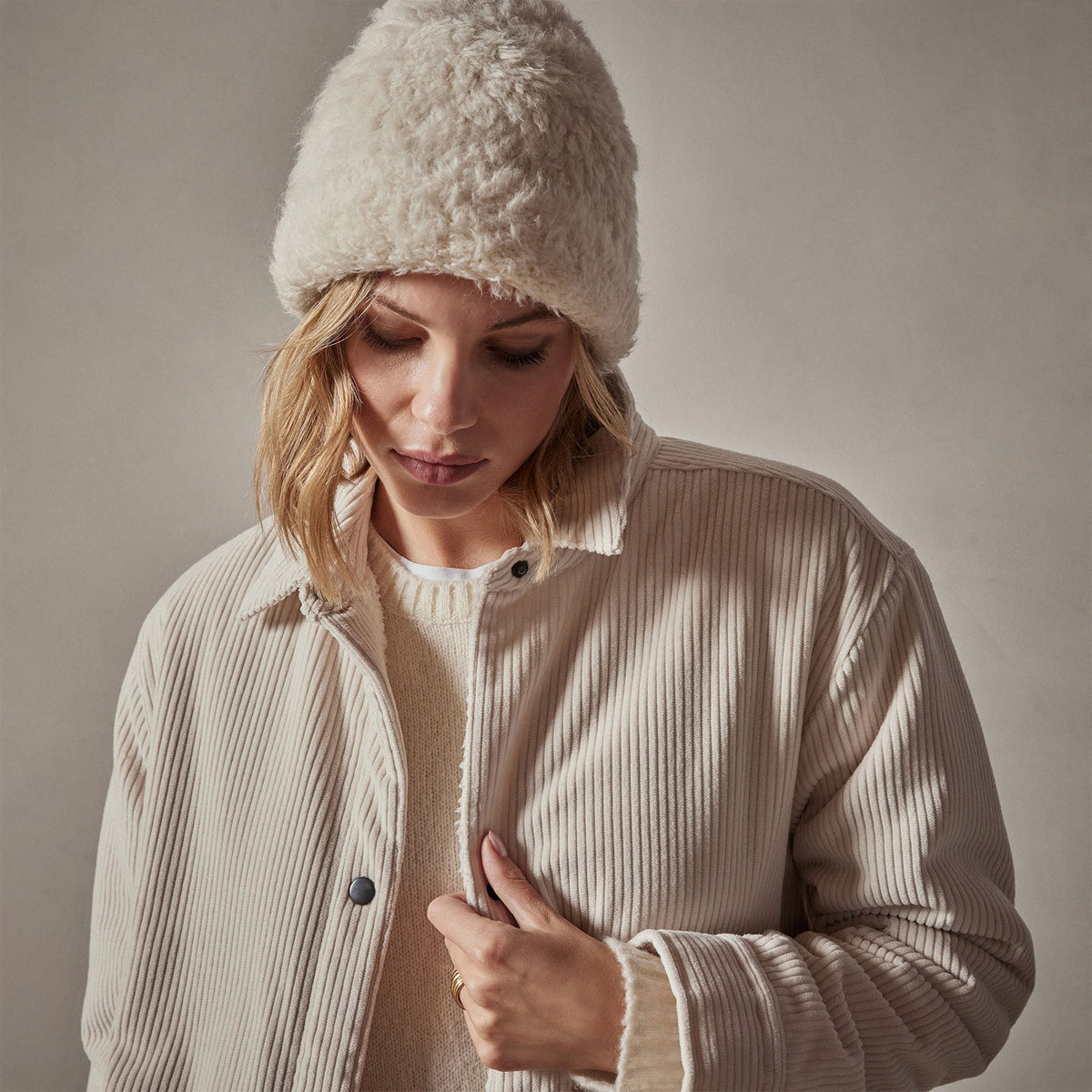 Sherpa Lined Oversized Corduroy Jacket in Canvas | James Perse Los Angeles