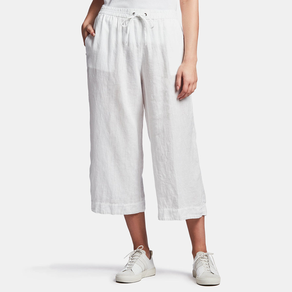 Linen Cropped Pant In White | James Perse Los Angeles