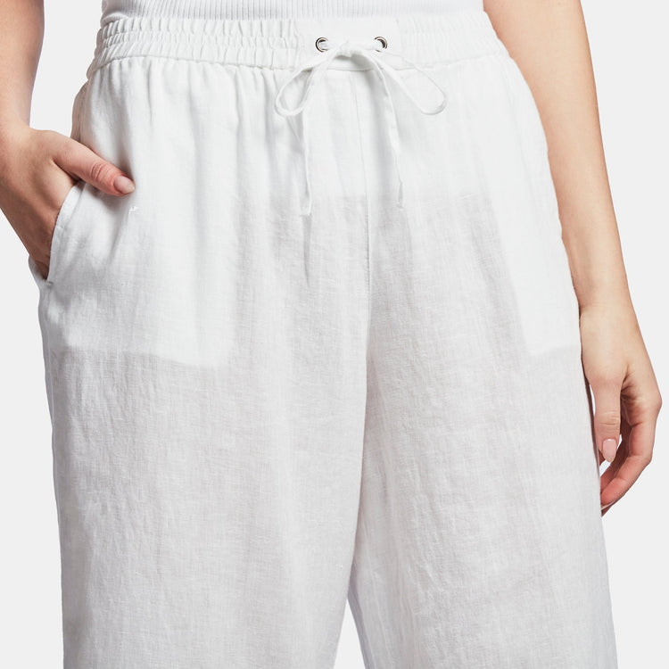 Linen Cropped Pant In White | James Perse Los Angeles
