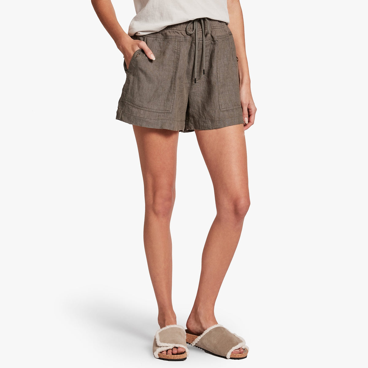 Linen Military Short In Artichoke | James Perse Los Angeles