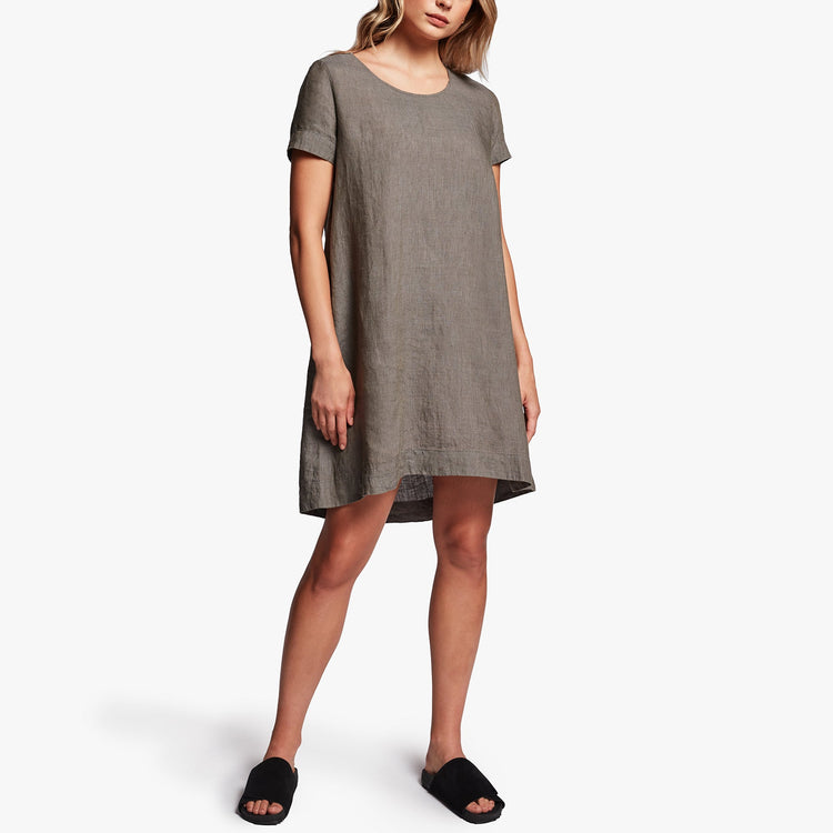 Linen Back Pleat Shift Dress In Artichoke | James Perse Los Angeles