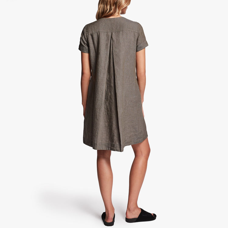 Linen Back Pleat Shift Dress In Artichoke | James Perse Los Angeles