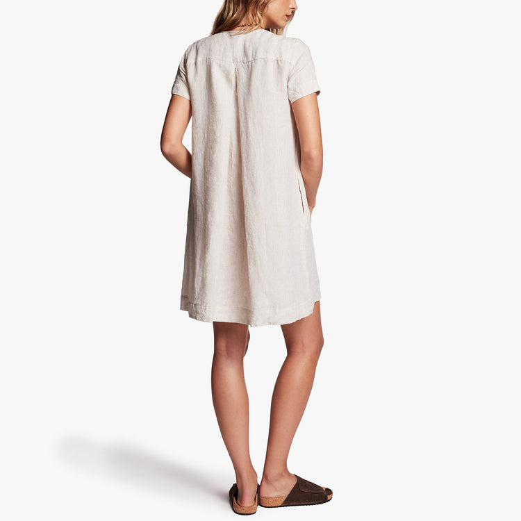 Linen Back Pleat Shift Dress In Wheat | James Perse Los Angeles
