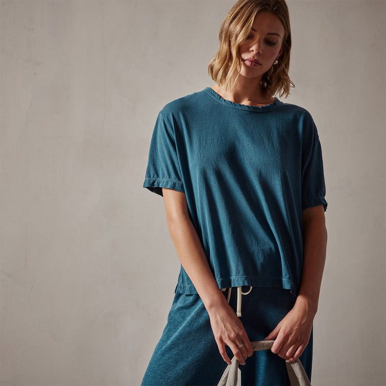 Oversized Boxy Tee in Teal Pigment | James Perse Los Angeles