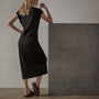 Deep V Double Layer Dress in Black | James Perse Los Angeles