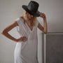 Deep V Double Layer Dress  in White | James Perse Los Angeles