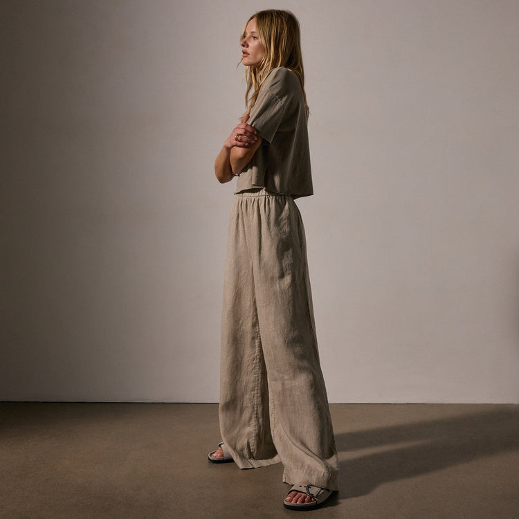 Lightweight Linen Wide Leg Pnt in Overcast Pigment | James Perse Los Angeles