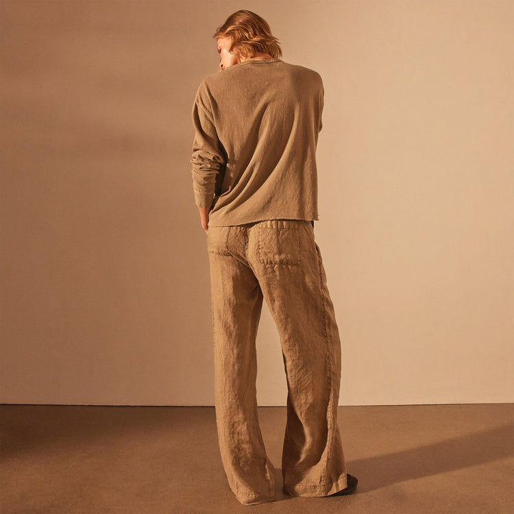 Wide Leg Relaxed Linen Pant in Cashew Pigment | James Perese Los Angeles