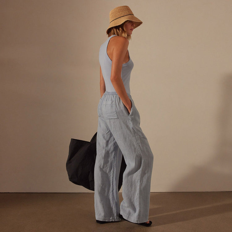 Wide Leg Relaxed Linen Pant in Open Sky Pigment | James Perse Los Angeles