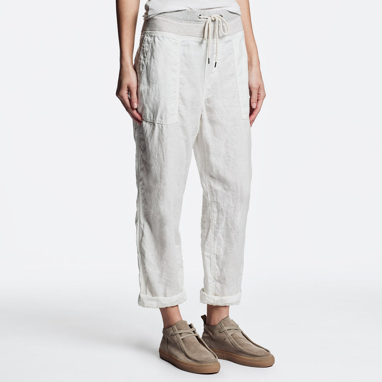 Mixed Media Linen Pant in White | James Perse Los Angeles