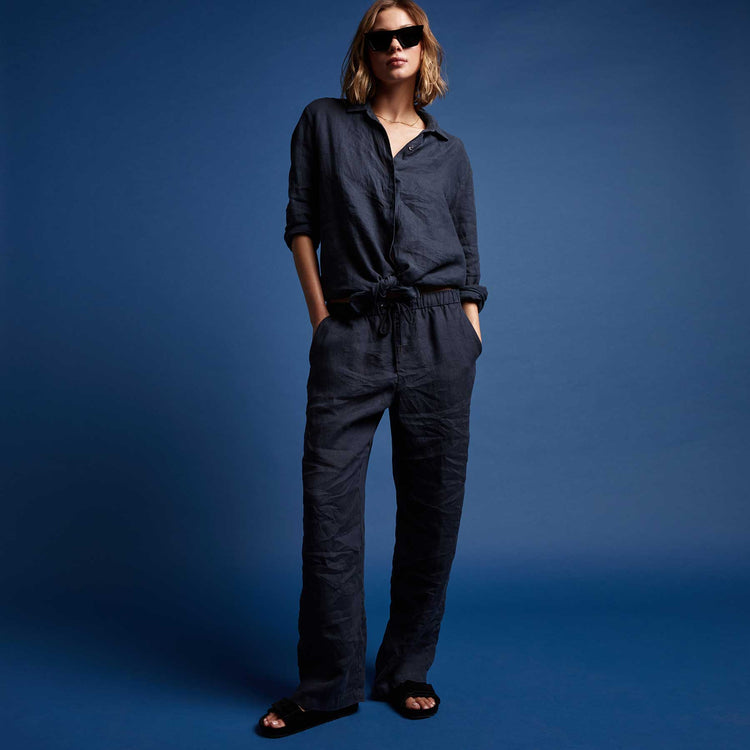 Lightweight Linen Pant in Blue Oil | James Perse Los Angeles