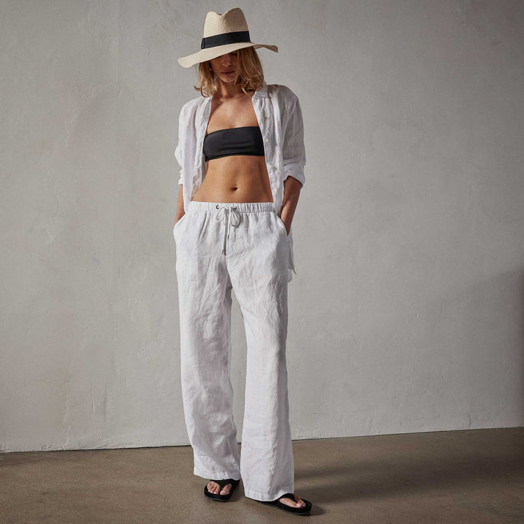 Lightweight Linen Pant in White | James Perse Los Angeles