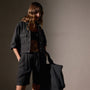 Pocket Cropped Shirt in Black | James Perse Los Angeles