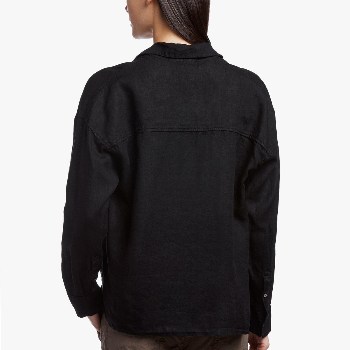 Canvas Linen Boxy Shirt In Black | James Perse Los Angeles