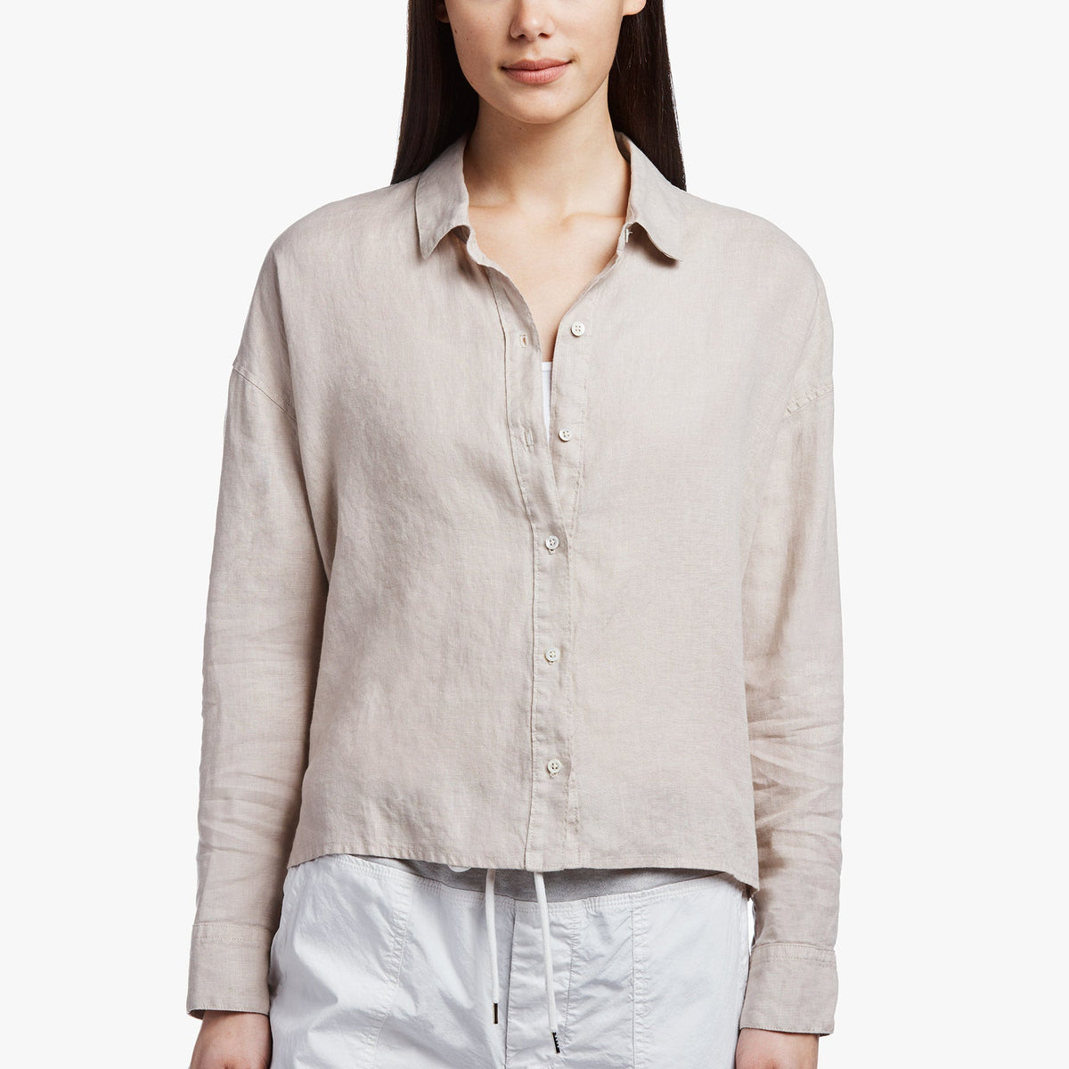 Canvas Linen Boxy Shirt - Driftwood | James Perse Los Angeles