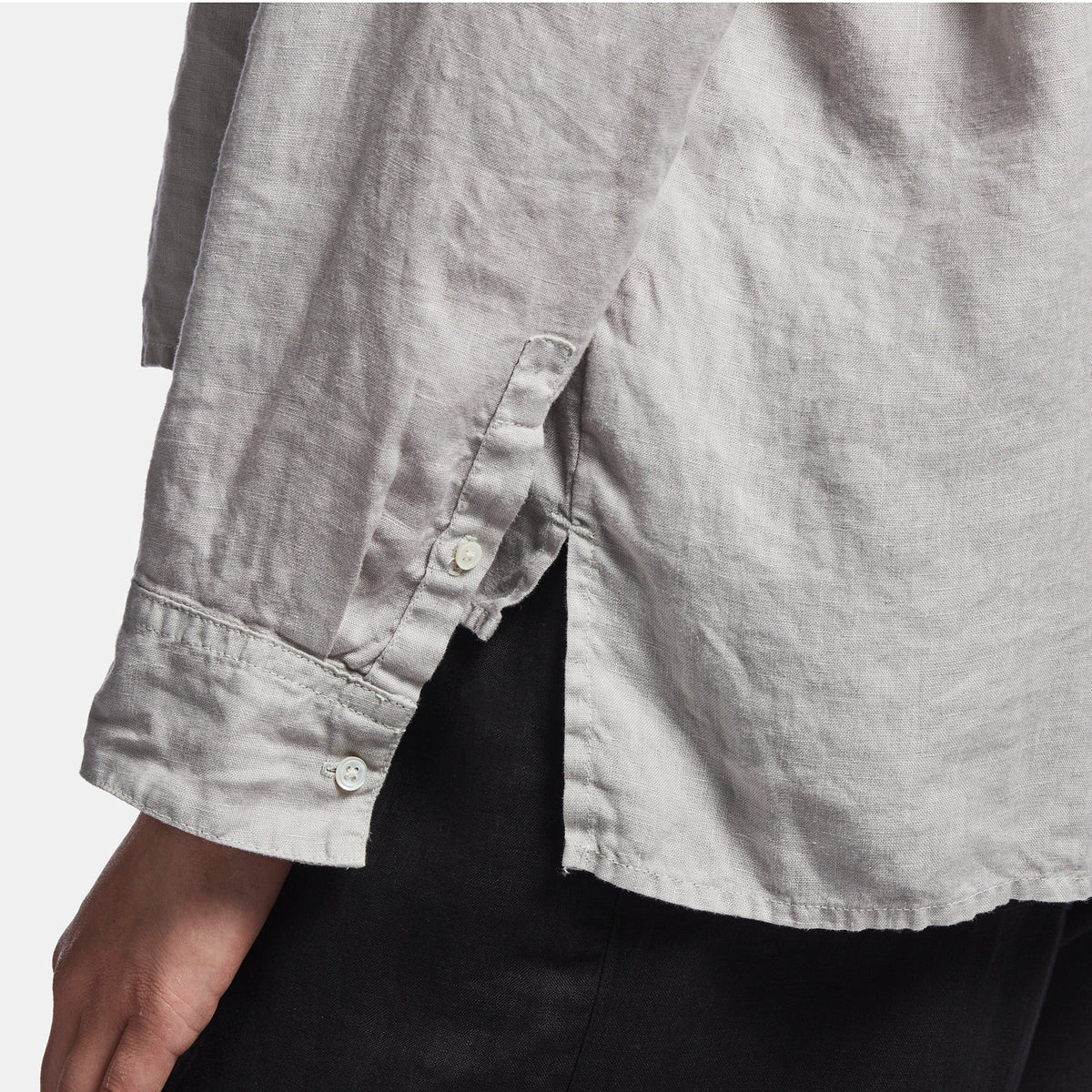 Canvas Linen Boxy Shirt In Silver | James Perse Los Angeles