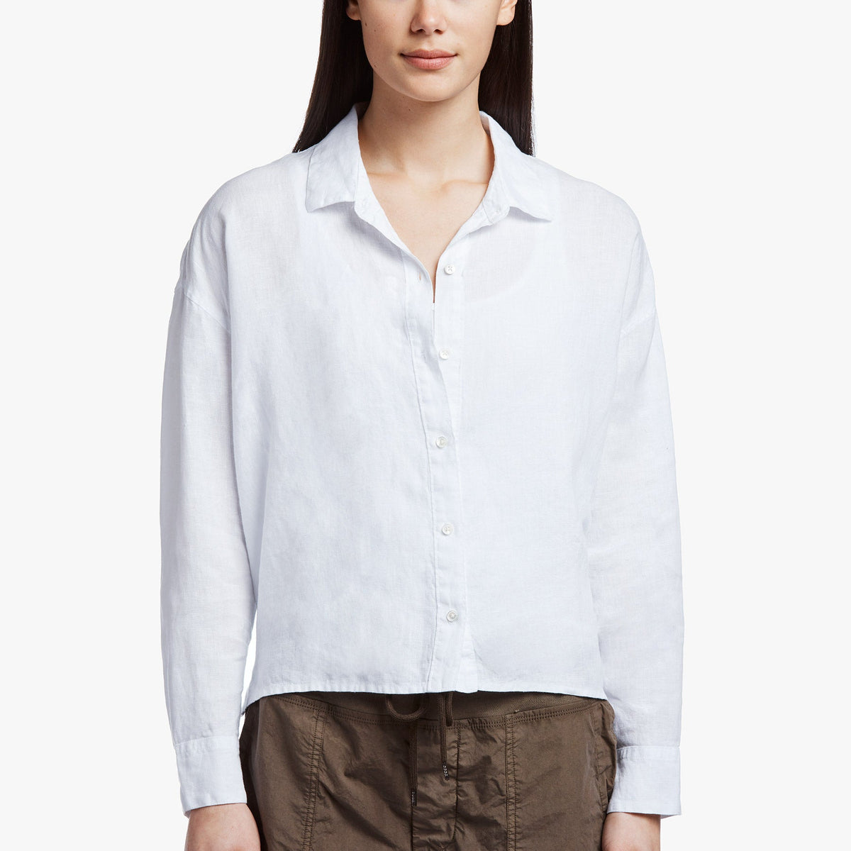 Canvas Linen Boxy Shirt In White | James Perse Los Angeles
