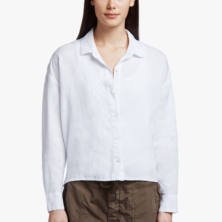 Canvas Linen Boxy Shirt In White | James Perse Los Angeles
