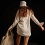 Open Collar Linen Shirt - White | James Perse Los Angeles