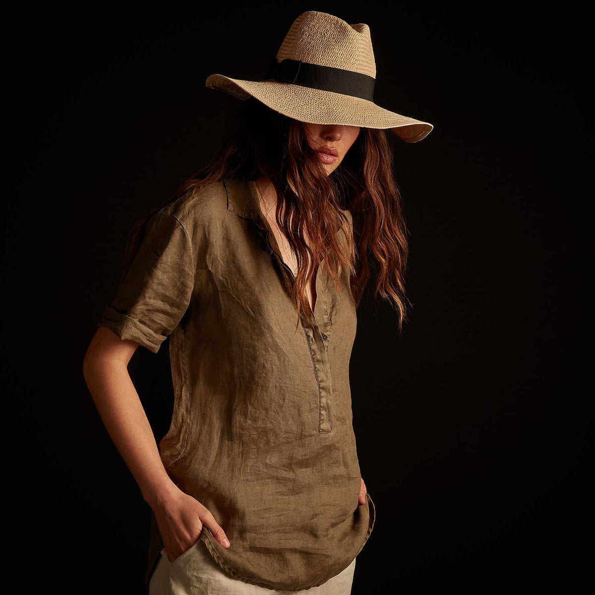 Lightweight Linen Pullover Shirt - Marjoram Pigment | James Perse Los Angeles